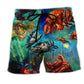 Crab Let's Get Cracking Fun Beach Shorts Artwork Detail For Poolside And Ocean Adventures