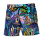 Bohemian Alien Skull Mushroom Color Beach Shorts For Coastal Adventures And Lightweight Summer Style