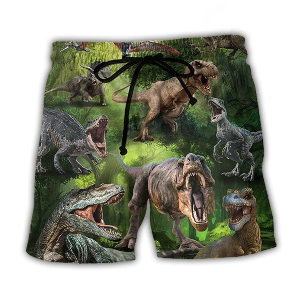 Forest Dinosaur Beach Shorts For Resort Days And Thoughtful Gift Giving