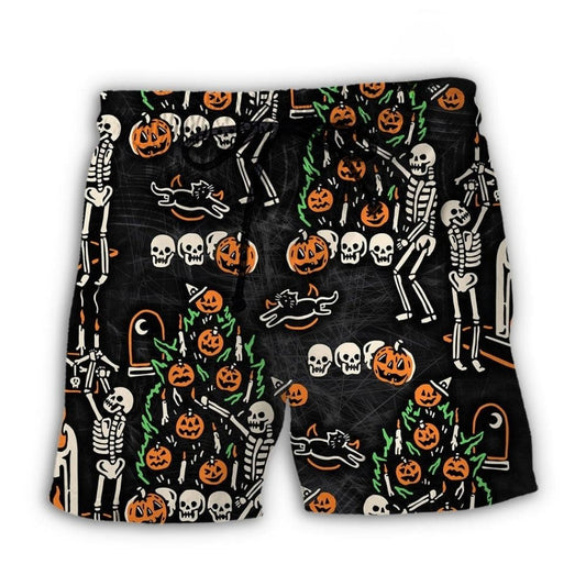 Halloween Creepy Season Skull Beach Shorts For Outdoor Adventures And Flexible Everyday Wear