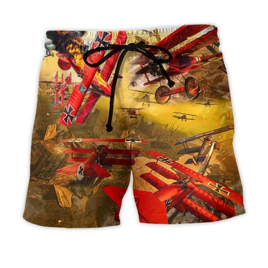 Cool Airplane Aviation Beach Shorts Artwork View For Seaside Trips And Casual Style