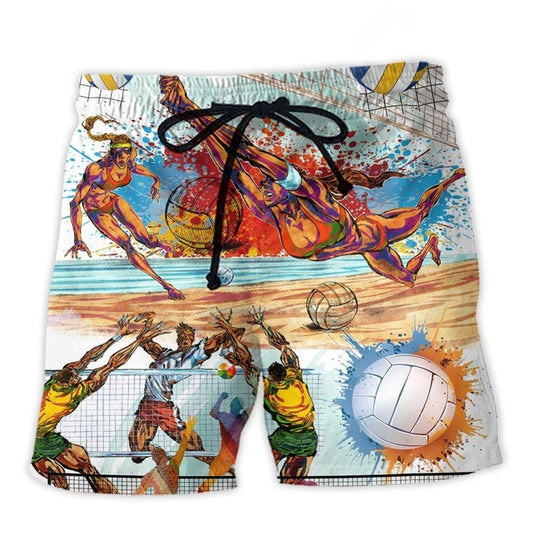 Volleyball Is My Therapy Sport Beach Shorts Artwork Detail For Tropical Travel And Everyday Wear