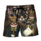 Steampunk Cat Machine Fantasy Beach Shorts For Outdoor Adventures And Thoughtful Seasonal Gifts