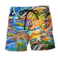 Hippie Bus Peace And Colorful Beach Shorts Pattern View For Relaxed Vacation Styling