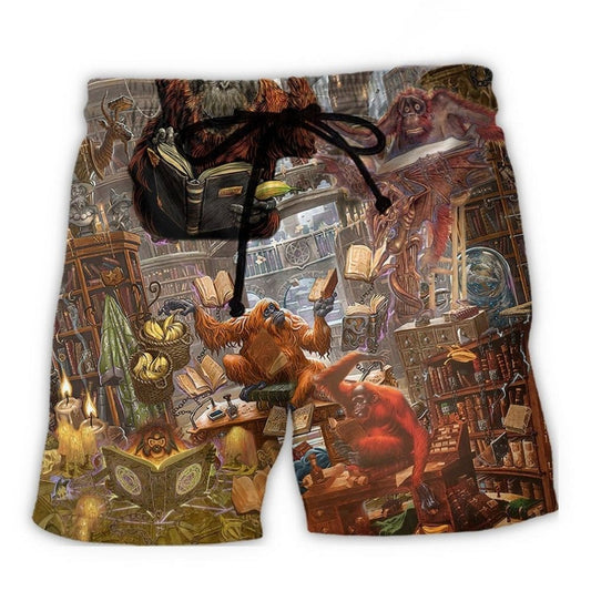 Funny Librarian Book Lover Beach Shorts Pattern Detail For Sunny Outdoor Activities