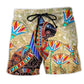 Hippie Egypt Cat Beach Shorts Artwork Detail For Animal Lover Gift Giving