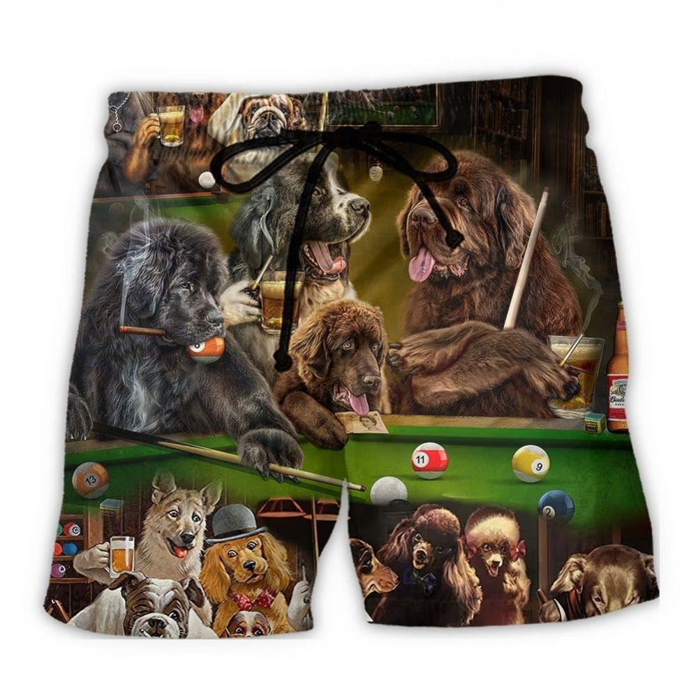 Dog Playing Billiards Beach Shorts For Weekend Escapes And Relaxed Holiday Style