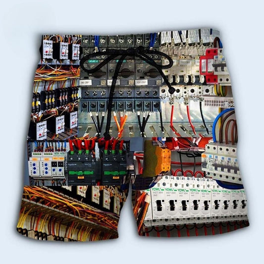 Electrician Humor No Fear Electrician Is Here Beach Shorts Pattern Detail For Relaxed Warm Weather Outfits