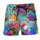 Colorful Bird Flying In The Sky Beach Shorts Pattern View For Resort Days And Outdoor Activities
