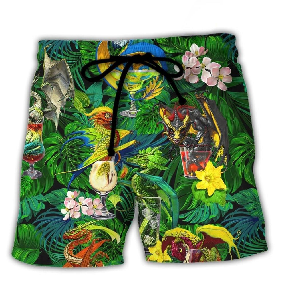 Dragon Cocktail Tropical Summer Beach Shorts Pattern Detail For Relaxed Warm Weather Outfits