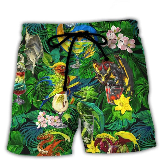 Dragon Cocktail Tropical Summer Beach Shorts Pattern Detail For Relaxed Warm Weather Outfits