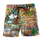 Hippie Floral Animals Happy Together Beach Shorts Print Detail For Thoughtful Gift Giving