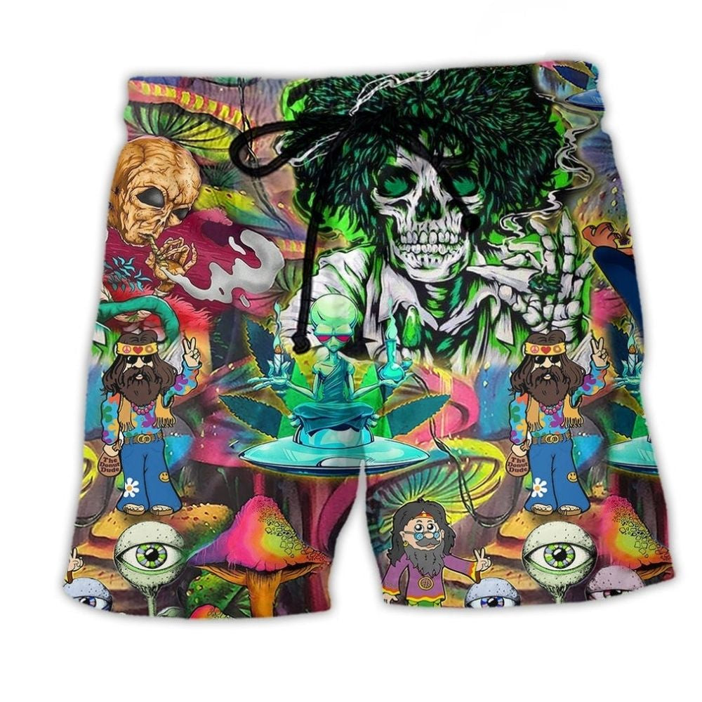 Bohemian Skull Peace Color Beach Shorts For Holiday Cruises And Everyday Comfort