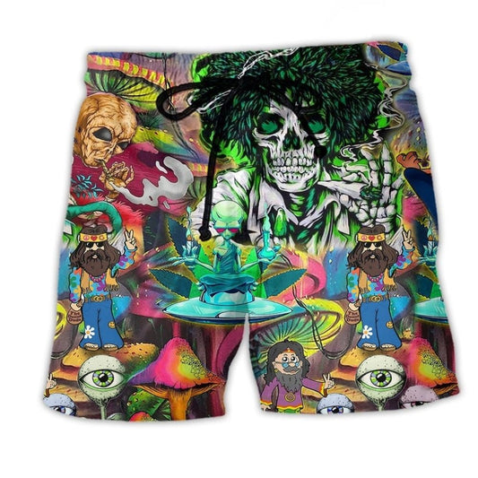 Bohemian Skull Peace Color Beach Shorts For Holiday Cruises And Everyday Comfort