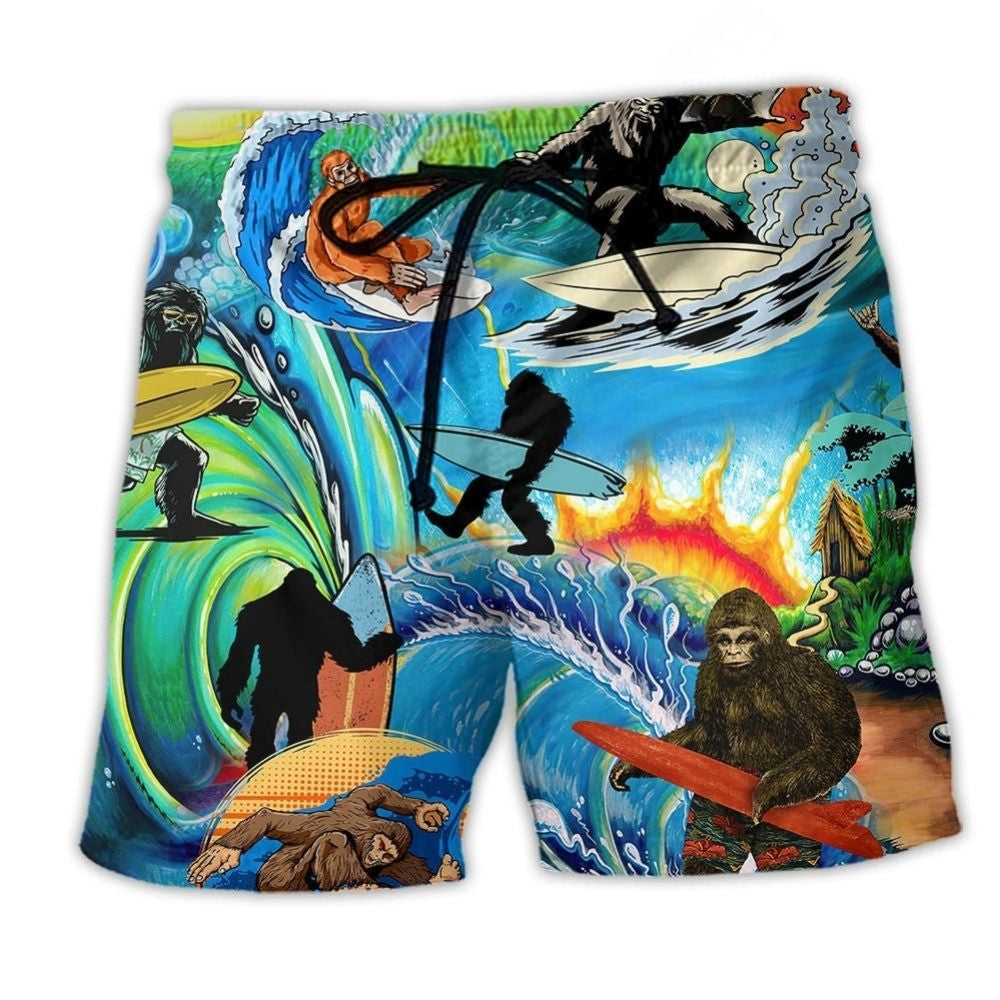 Bigfoot Surfing Beach Shorts For Beach Days And Relaxed Casual Style