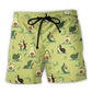 Happy Avocado Playful Beach Shorts Pattern View For Resort Days And Outdoor Activities