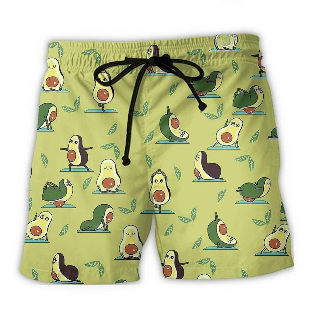 Happy Avocado Playful Beach Shorts Pattern View For Resort Days And Outdoor Activities