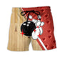 Bowling Skull Ball Beach Shorts Artwork Detail For Casual Warm Weather Outfits