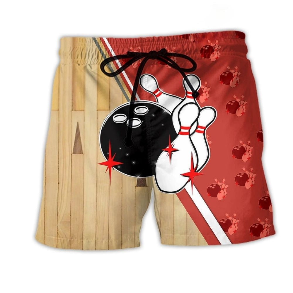 Bowling Skull Ball Beach Shorts Artwork Detail For Casual Warm Weather Outfits