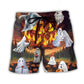 Halloween Burning Pumpkin Boo Beach Shorts For Resort Getaways And Vacation Ready Style