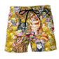 Life Is Better With Cats Colorful Beach Shorts Artwork Detail For Comfortable Everyday Summer Wear