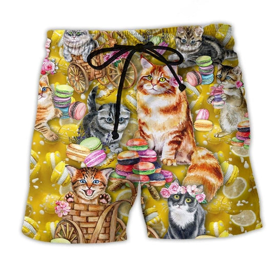 Life Is Better With Cats Colorful Beach Shorts Artwork Detail For Comfortable Everyday Summer Wear