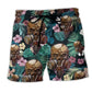 Floral Skull Beach Shorts For Tropical Holidays And Flexible Everyday Wear