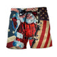 Christmas Patriotic Santa Beach Shorts For Festive Vacation And Holiday Travel