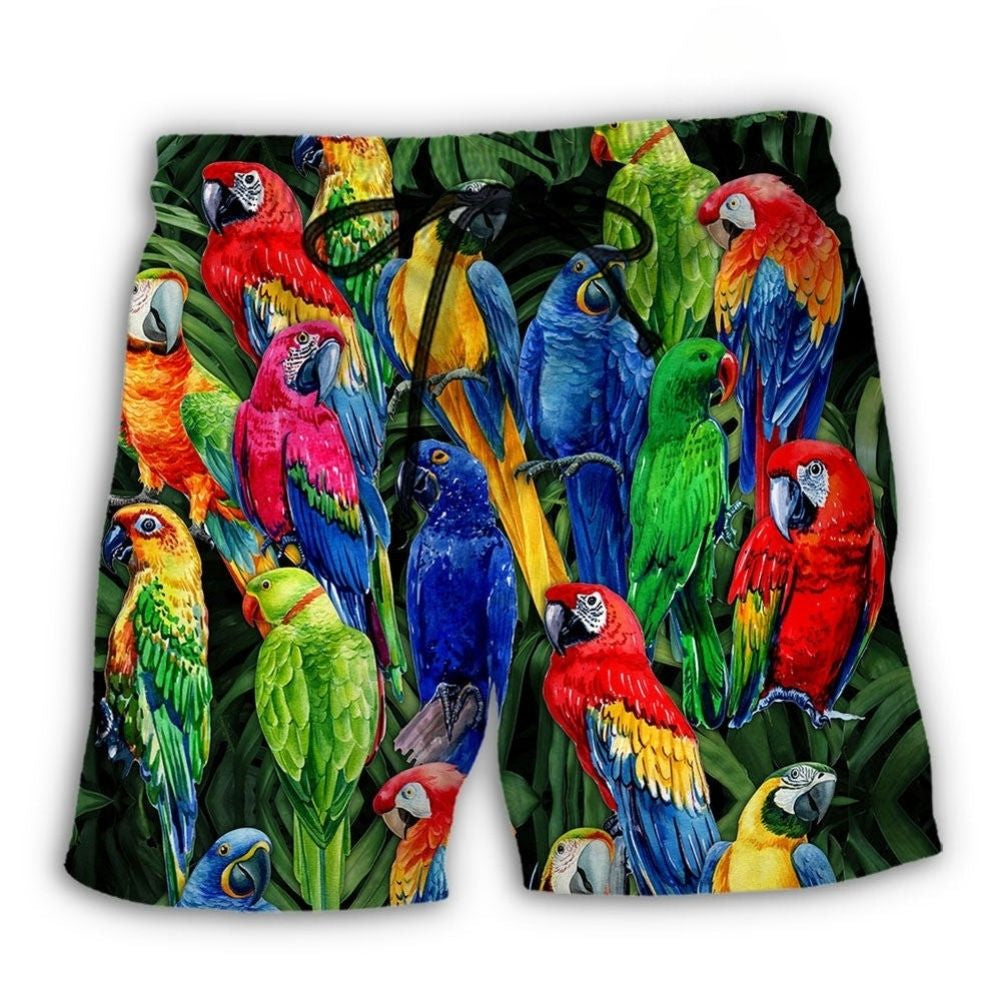 Parrot Tropical Family Beach Shorts For Island Escapes And Distinctive Seasonal Style