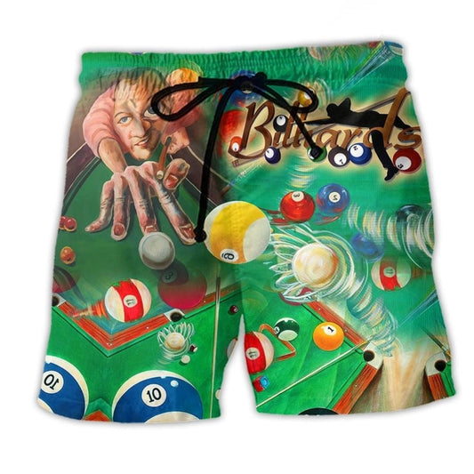 Billiards Joke Cue Sport Quote Beach Shorts Artwork View For Seaside Trips And Casual Style