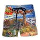 Christmas Lighthouse Shine Bright Beach Shorts Design View For Comfortable Resort And Beach Styling