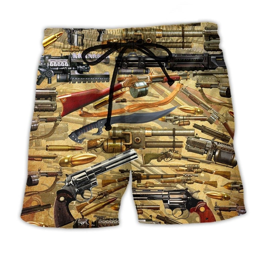 Gun Hold It Right Quote Beach Shorts For Summer Vacation And Coastal Travel