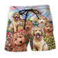 Goldendoodle With Flowers Dog Beach Shorts For Sunny Holidays And Comfortable Daily Styling