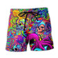 Colorful Hippie Skull Octopus Tie Dye Beach Shorts Pattern View For Resort Days And Outdoor Activities