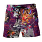 Cat Rocker Happy Day Beach Shorts Print Detail For Thoughtful Gift Giving