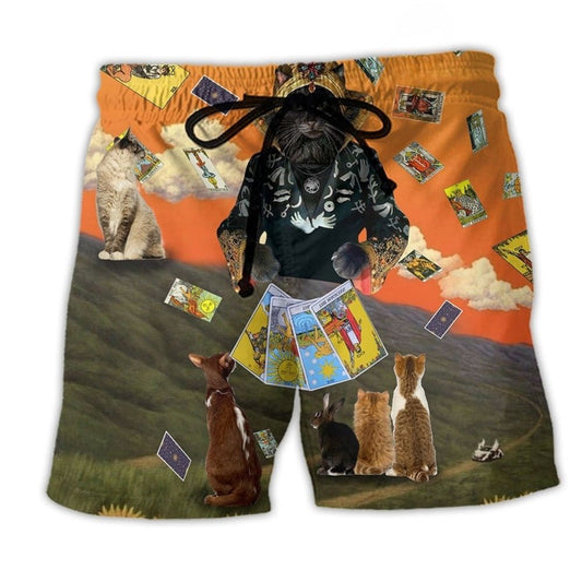 Cat Tarot Mystic Beach Shorts For Holiday Cruises And Comfortable Resort Style