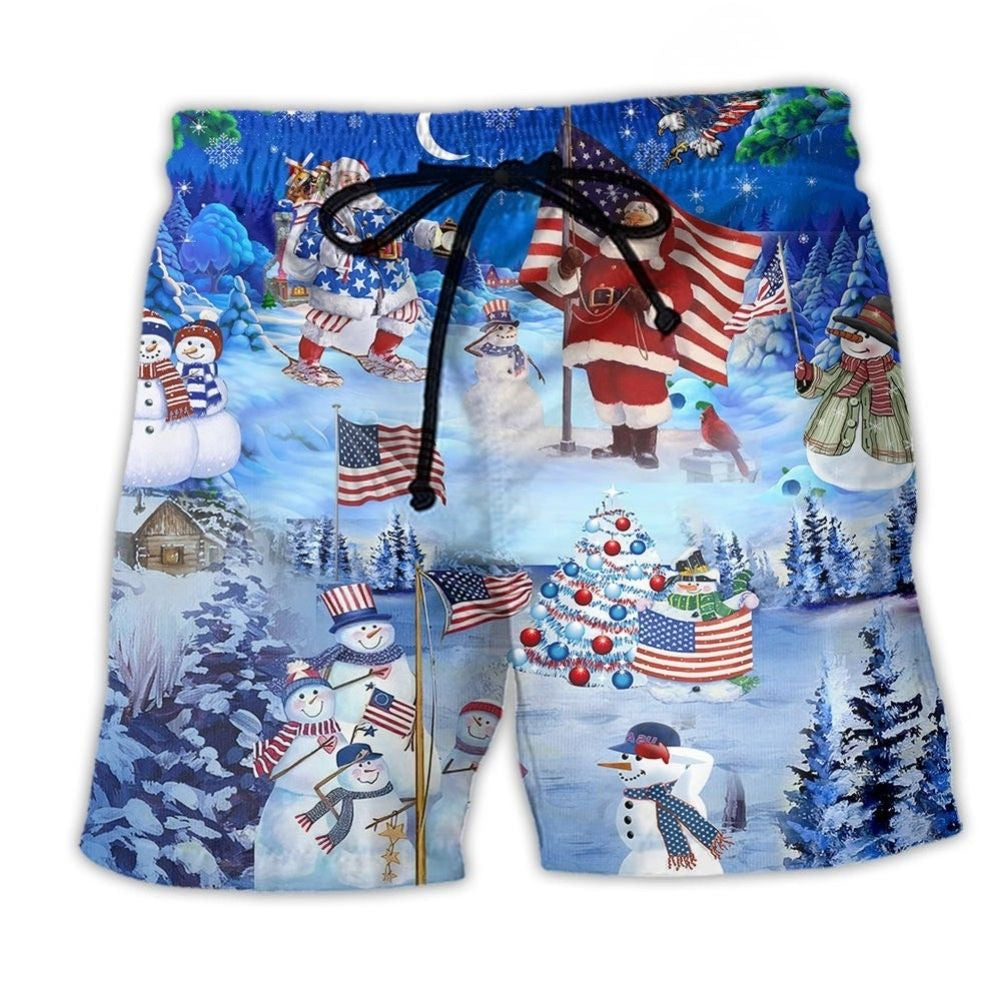 Christmas Humor America Beach Shorts Artwork Detail For Christmas Trips And Gifting