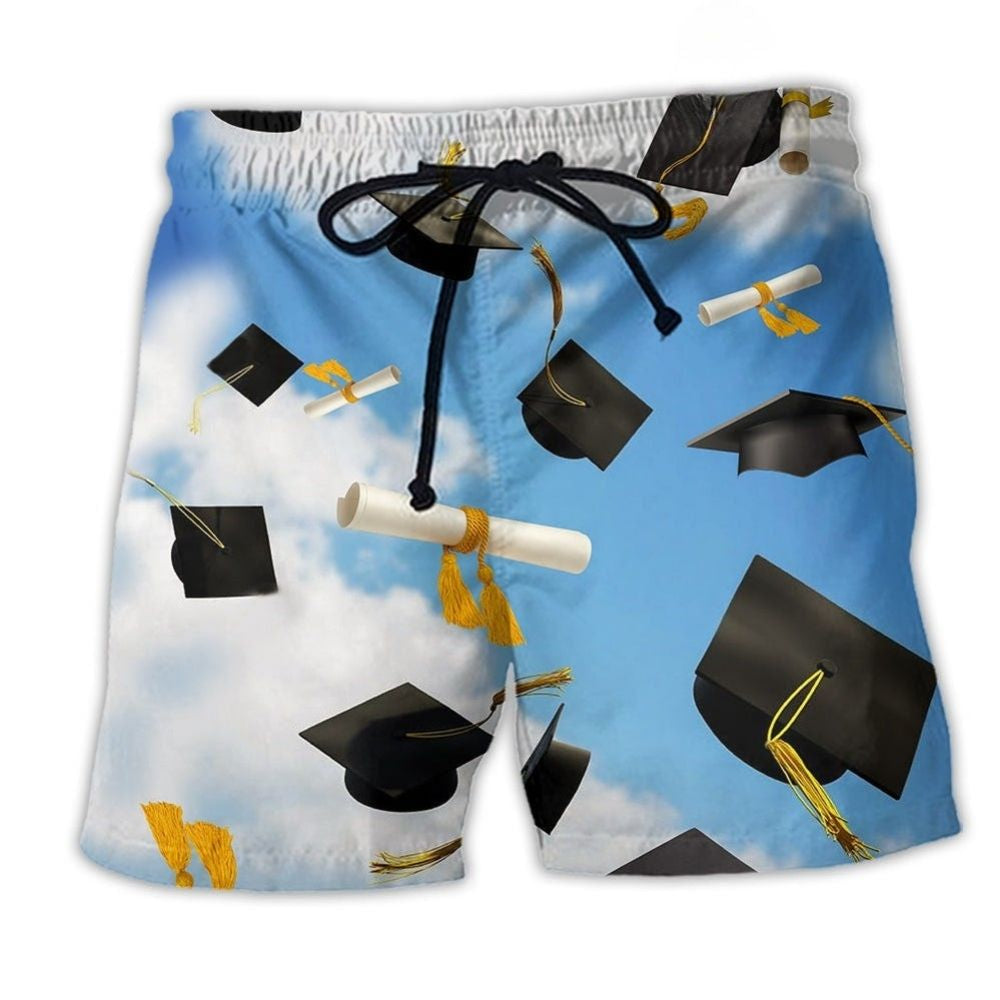 Graduation Peace Sky Beach Shorts For Resort Days And Distinctive Seasonal Style
