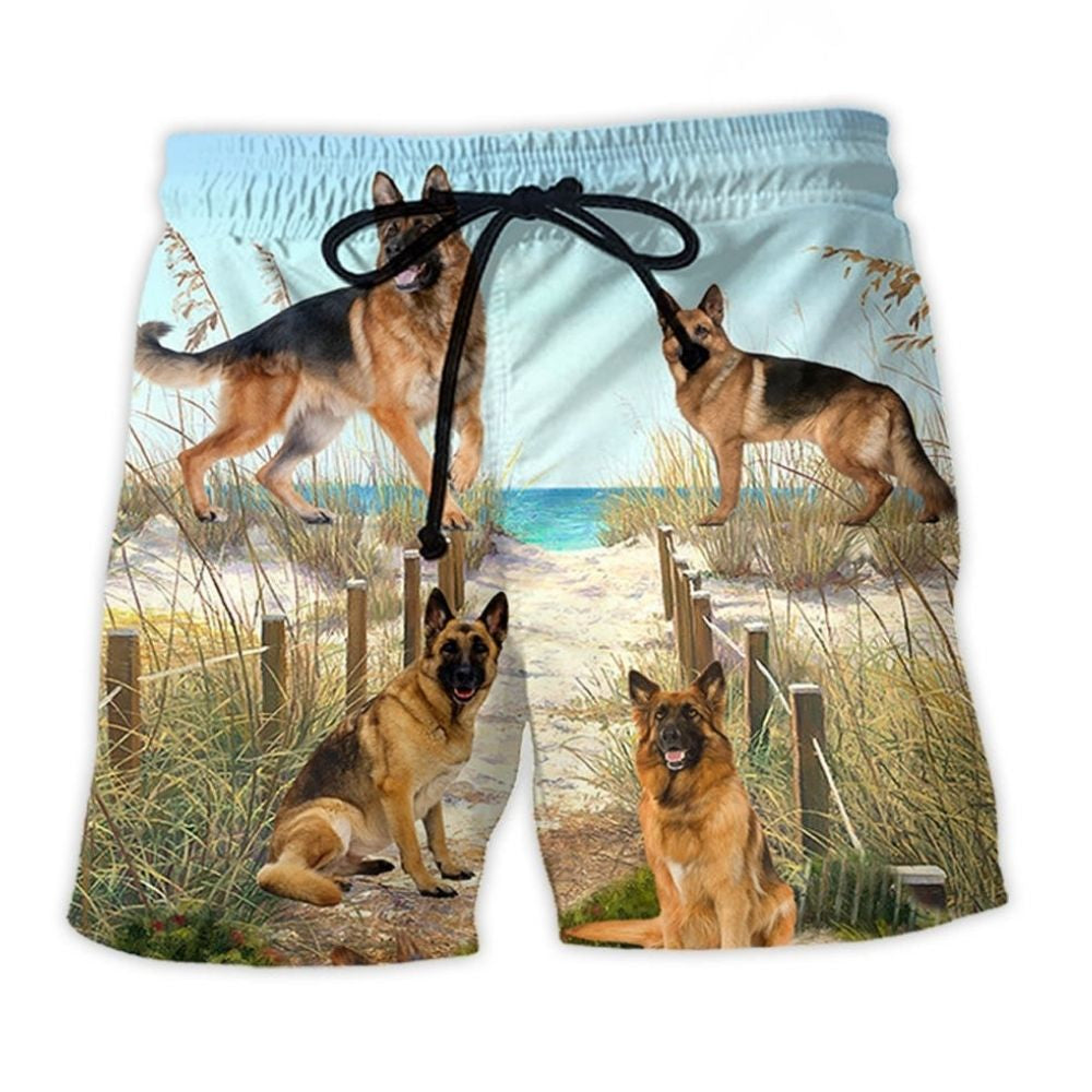 German Shepherd Loyal Friend Beach Shorts For Relaxed Shoreline Days And Laid Back Daily Wear