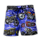 Motorcycle Lover Blue Lightning Cool Beach Shorts Design Detail For Weekend Getaways And Beach Days