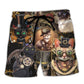 Steampunk Cat Calm Beach Shorts Design Detail For Weekend Getaways And Beach Days