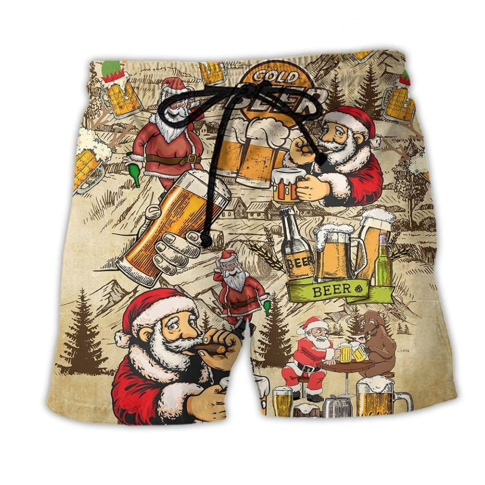 Christmas Beer Fun Beach Shorts For Summer Vacation And Coastal Travel
