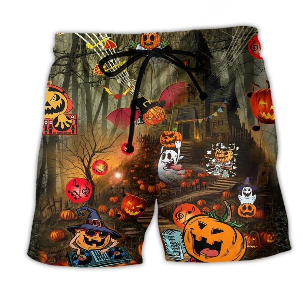 Halloween Night Fantasy Music Party Beach Shorts For Vacation Travel And Easygoing Coastal Style