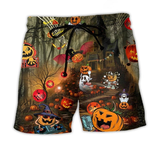 Halloween Night Fantasy Music Party Beach Shorts For Vacation Travel And Easygoing Coastal Style