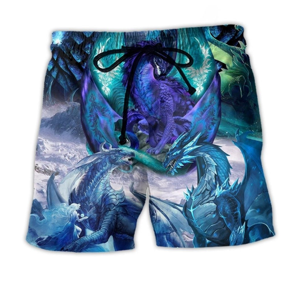 Dragon Colorful Beach Shorts Pattern View For Weekend Trips And Outdoor Activities