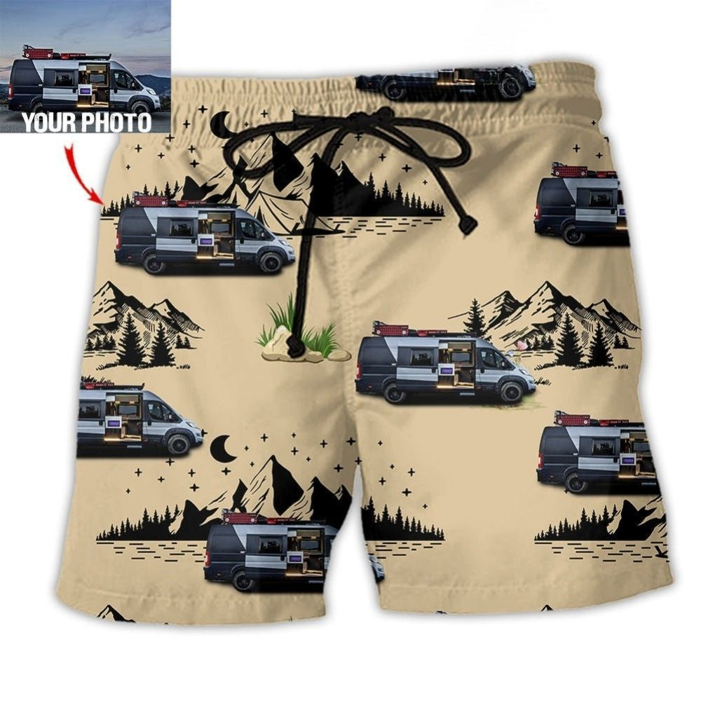 Camping Van Wild Outdoor Photo Beach Shorts For Relaxed Shoreline Days And Everyday Comfort