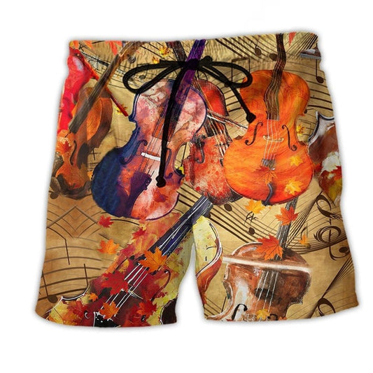 Violin Music Change Beach Shorts For Coastal Road Trips And Distinctive Seasonal Style