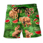 Elephant With Watermelon Funky Summer Beach Shorts Artwork Detail For Comfortable Everyday Summer Wear
