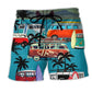 Camping Vanlife Adventure Enjoy Beach Shorts Artwork Detail For Weekend Getaways And Gifting