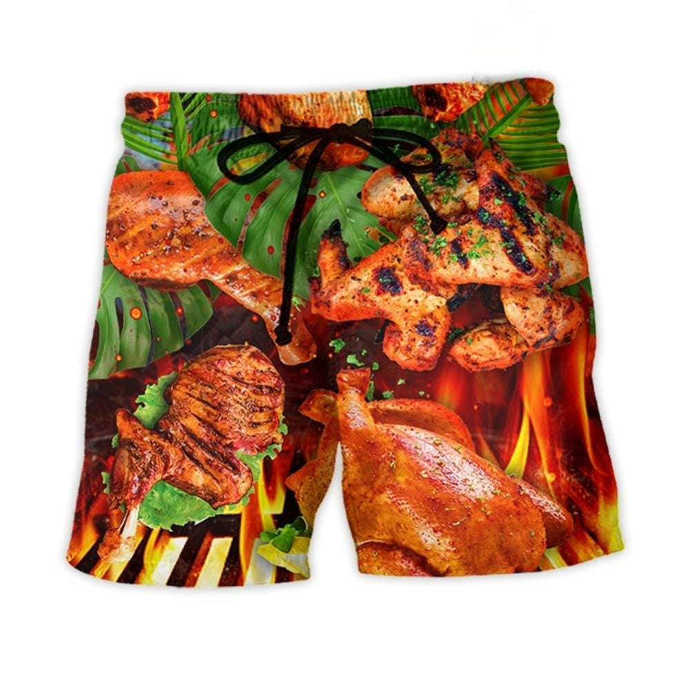 BBQ Chicken Delicious Food Beach Shorts For Tropical Getaways And Weekend Adventures